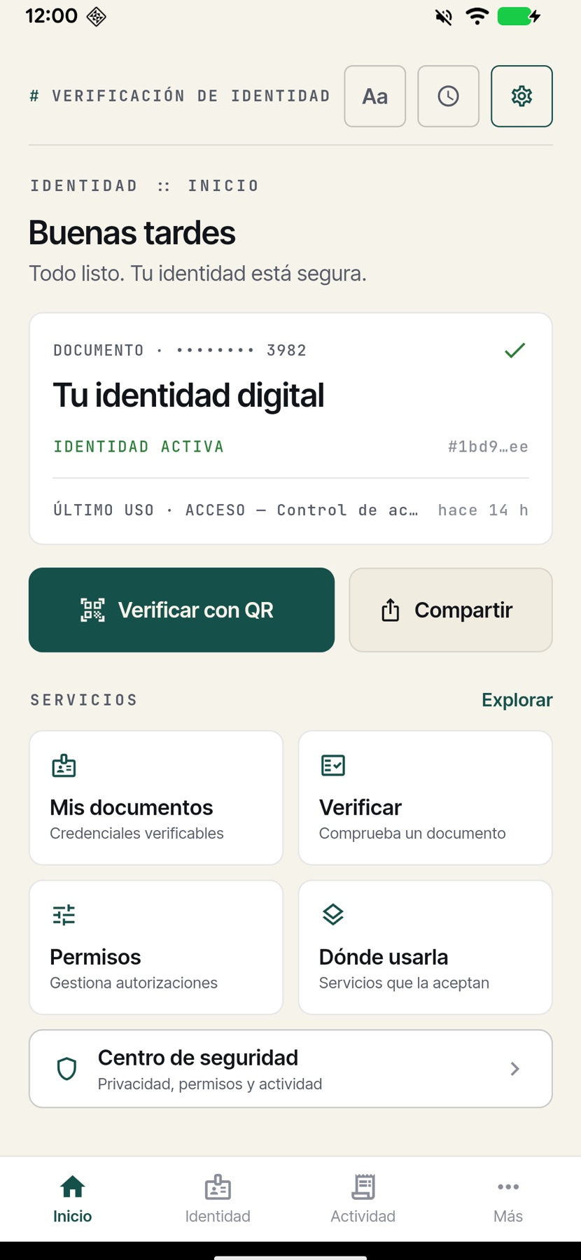 Pantalla de la app verificado.do