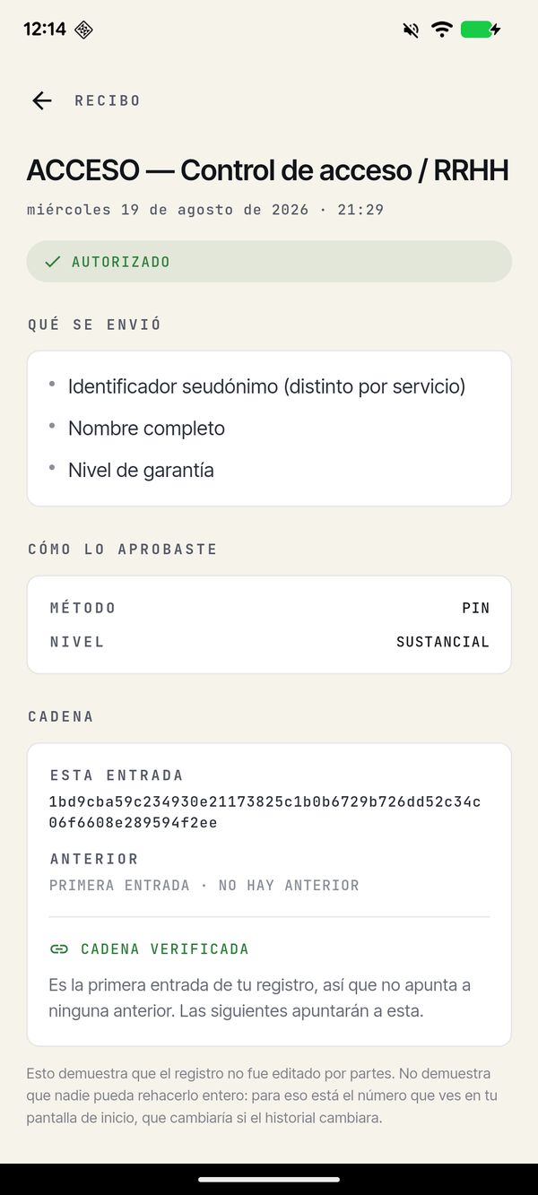Recibo de una autorización: qué se envió, cómo se aprobó y el encadenado con la entrada anterior